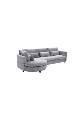 Sofá Chaiselongue cama Charlene tapizado en gris moderno.