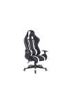 Sillón giratorio elevable gamer Racing Pro símil piel en negro/blanco, 121/131cm(alto) 70cm(ancho) 70cm(fondo).