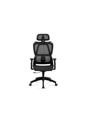 Sillón giratorio elevable gamer Ergo  tapizado red transpirable en negro.