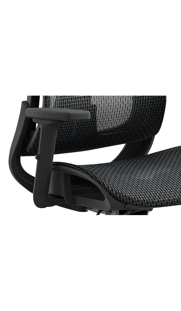 Sillón giratorio elevable gamer Ergo  tapizado red transpirable en negro.