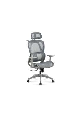 Sillón giratorio elevable gamer Ergo  tapizado red transpirable en gris claro.