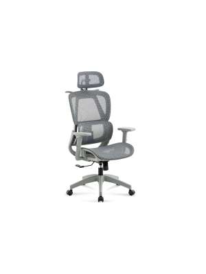Sillón giratorio gamer Ergo Red, gris claro