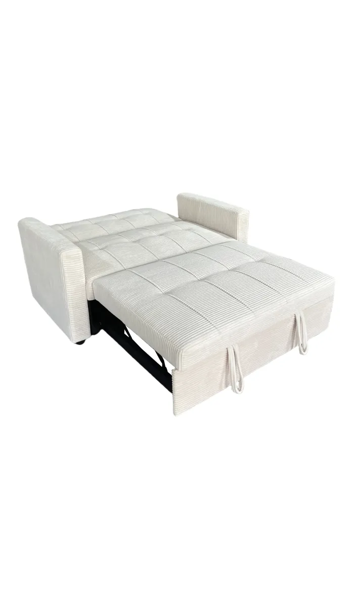 Sofá cama 2 plazas Divan en tela crema elegante