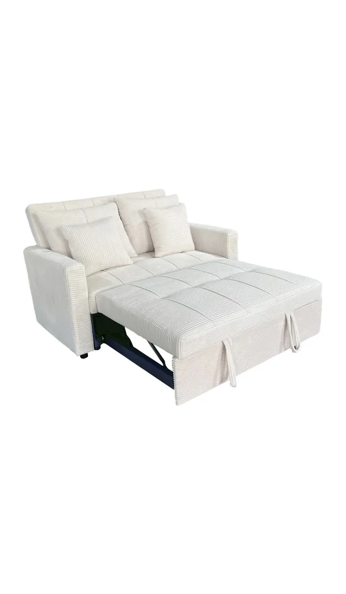 Sofá cama 2 plazas Divan en tela crema elegante