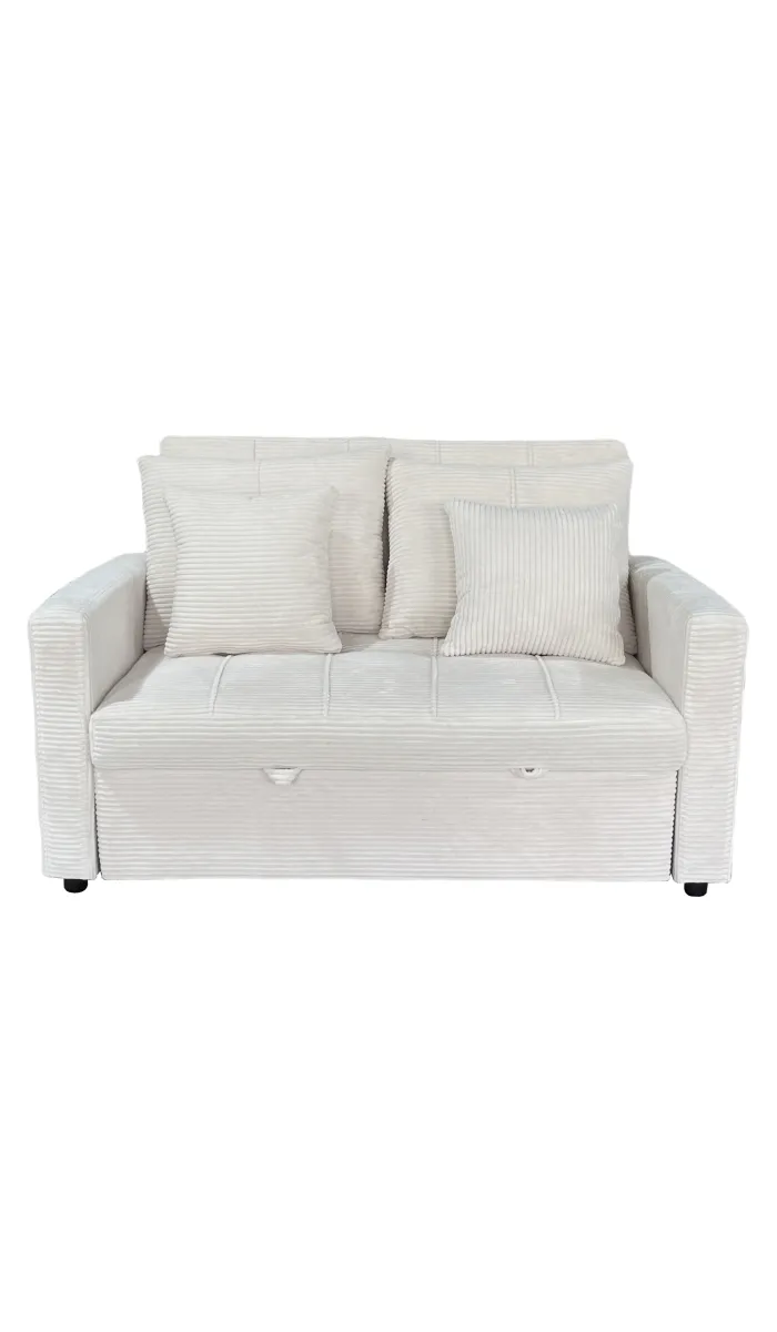 Sofá cama 2 plazas Divan en tela crema elegante