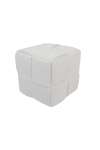 Puff cuadrado tapizado en tela corduroy blanco nata, 41cm(alto) 45cm(ancho) 45cm(fondo)