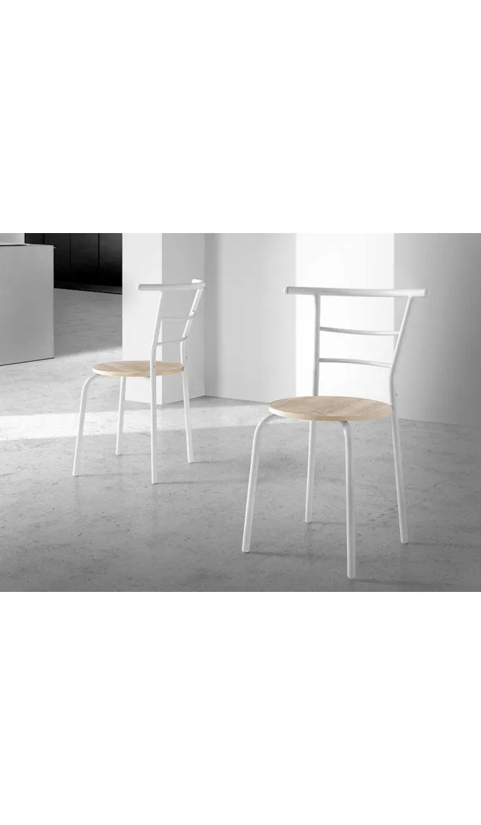 Conjunto mesa e 2 cadeiras em branco e carvalho