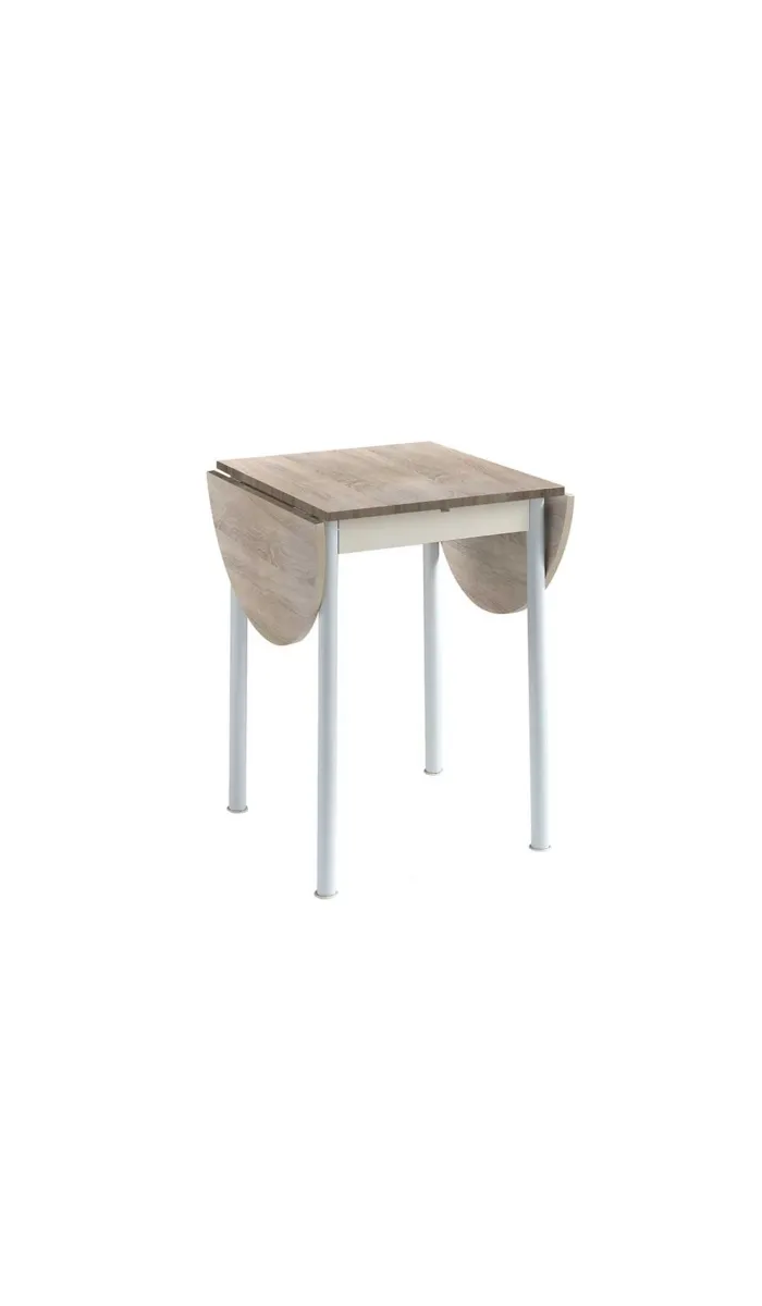 Conjunto mesa e 2 cadeiras em branco e carvalho