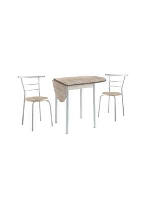 CMC Eva table set and 2 chairs, white and oak