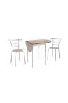 Conjunto mesa y 2 sillas María, en acabado blanco y haya