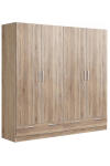 Armario ropero 4 puertas abatibles 2 cajones Lorena acabado roble cambrian, 196cm(alto) 200cm(ancho) 50cm(largo)