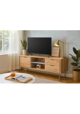 Mueble para televisión Md-Cabina en acabado blanco.