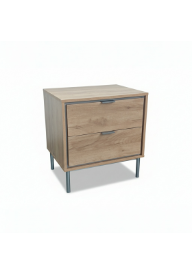 Mesita de noche Md-Sofia, 2 cajones, roble natural