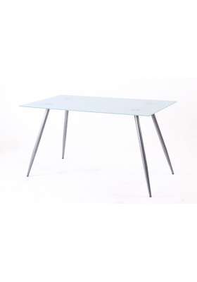 Mesa para cocina y comedor fija Md-Peter con patas de acero plata.