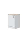 Mueble bajo para cocina 1 puerta Kira Kitchen en blanco brillo, encimera roble canadian. 90cm(alto) 60cm(ancho) 60cm(largo)