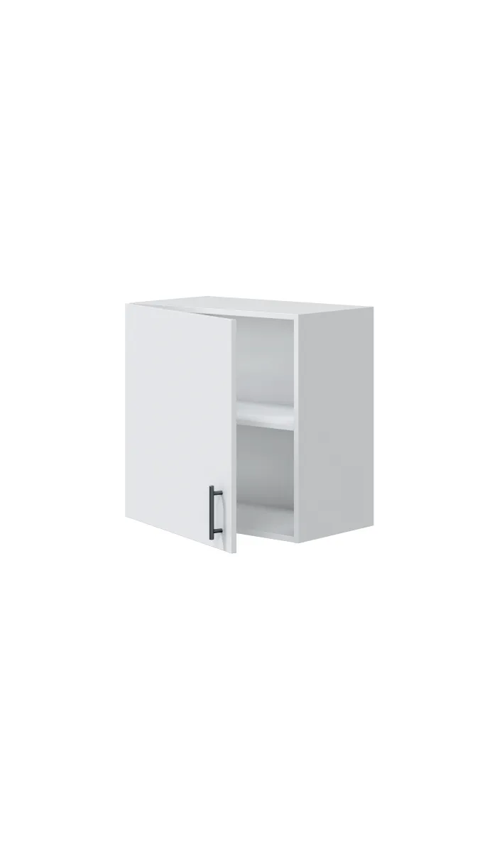 Cozinha de móveis de uma porta e uma cozinha de cozinha Kira e moderno em brilho branco.