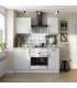Cocina completa Kira Kitchen de 160 cm(ancho) acabado blanco brillo con encimera roble canadian.