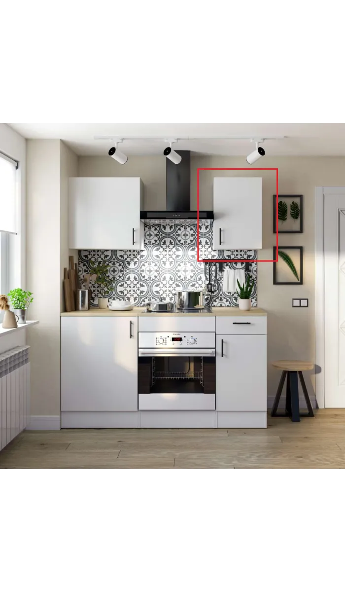 Mueble alto de cocina Kira en blanco brillo, 1 puerta