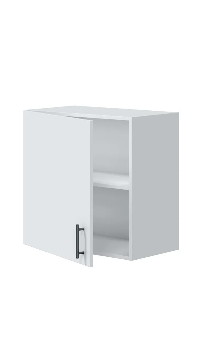 Cozinha de móveis de uma porta e uma cozinha de cozinha Kira e moderno em brilho branco.