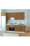 Cocina Kit-Chef con encimera y con zocalo de 280 cm(ancho) en roble.