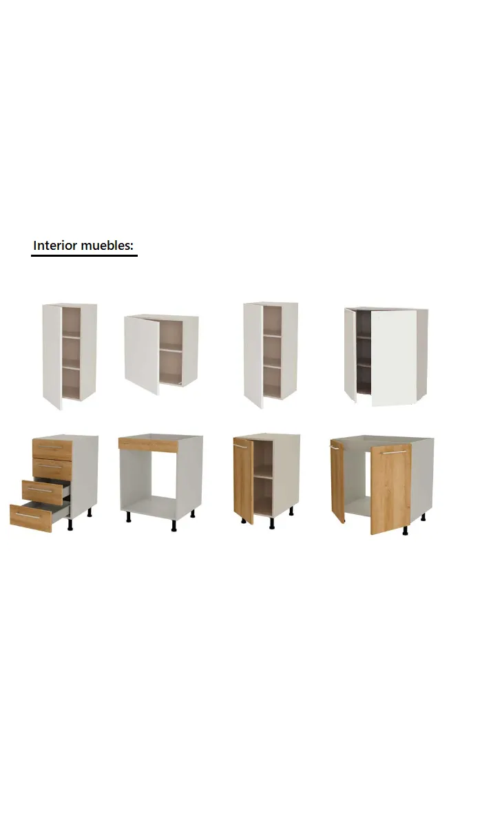 Cocina Kit-Chef 220 cm de ancho en blanco y roble.