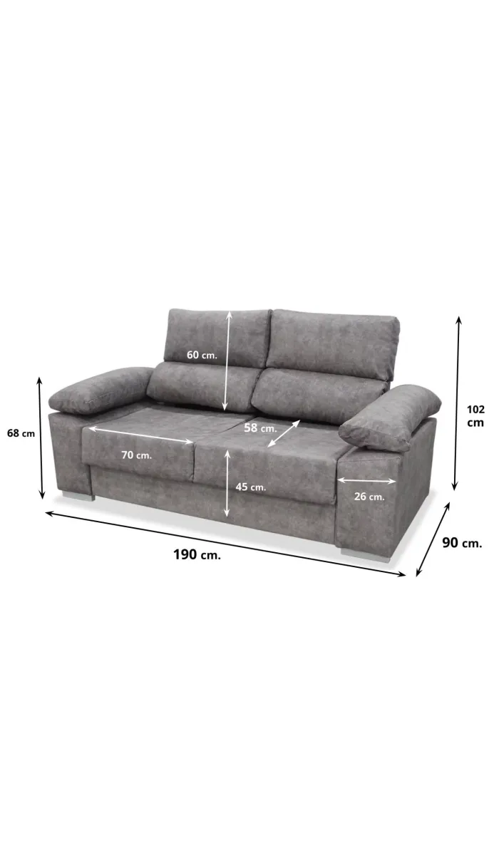 Sofá tres plazas Alvaro cómodo y elegante tapizado en tela