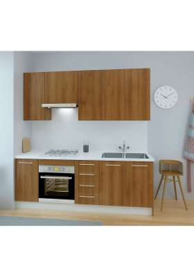 Kit de cozinha-chef com bancada e soquete em carvalho.