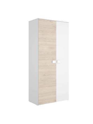 Armario ropero 2 puertas abatibles blanco/natural