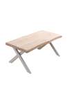 Mesa centro elevable Xena tapa con forma acabado roble nordish/blanco, 47cm(alto) 120 cm(largo) 66 cm(ancho)