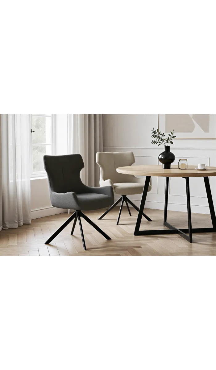 Pack de 2 sillas Robert en tejido gris para cocina/comedor