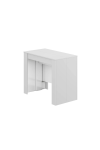 Mesa consola extensible multifuncional  acabado blanco brillo, 78cm(alto) 90/185cm(ancho) 90cm(largo)