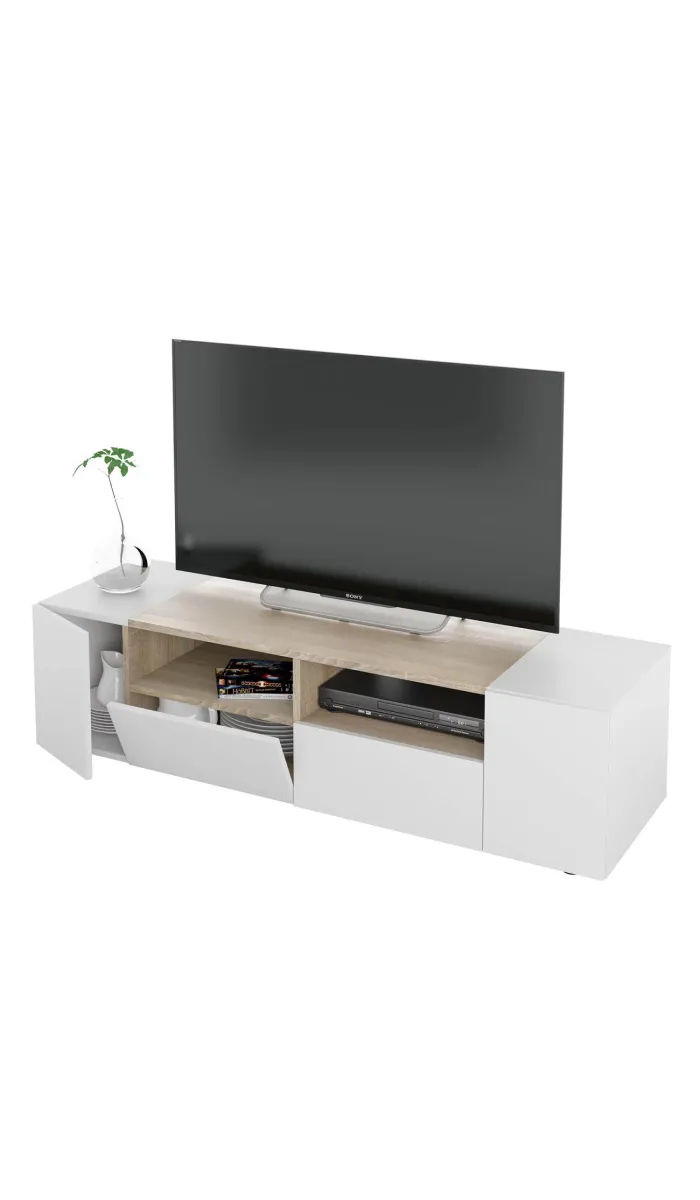 Mueble tv Tamiko blanco artik-roble canadien 36x130x40