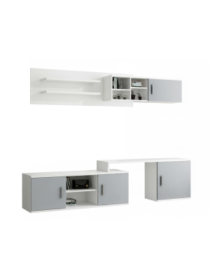 Composición de salón Benalúa montada en blanco y aluminio