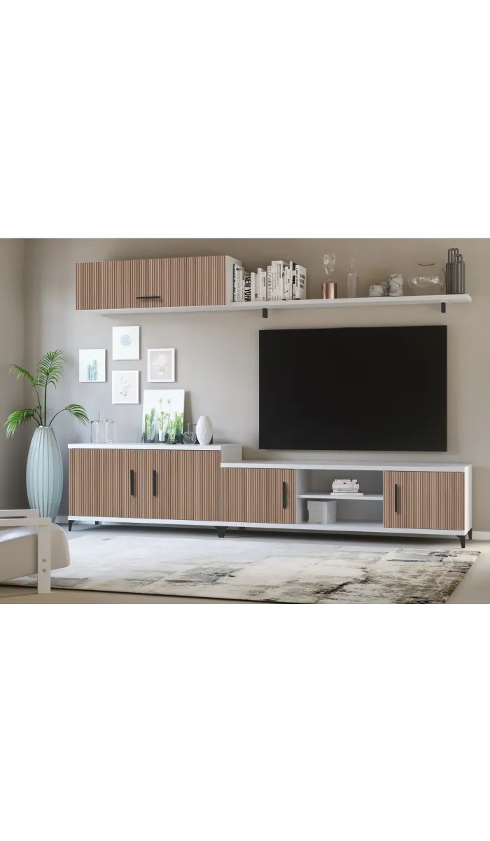 Composición de salón Guejar en nieve y oro. 320 cm de ancho