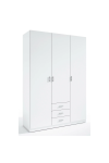Armario 3 puertas abatibles 3 cajones acabado blanco, 215.5cm(alto) 149cm(ancho) 52.6cm(fondo)