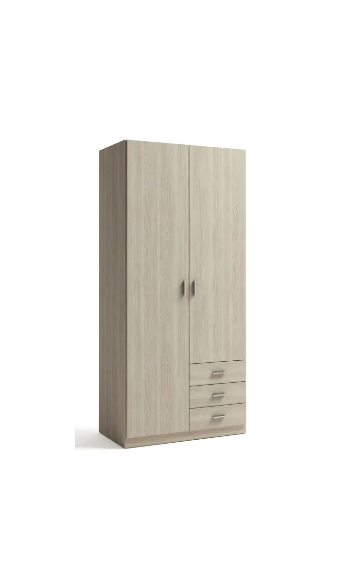 Guarda-roupa 2 portas dobráveis com 3 gavetas, elegante e prático