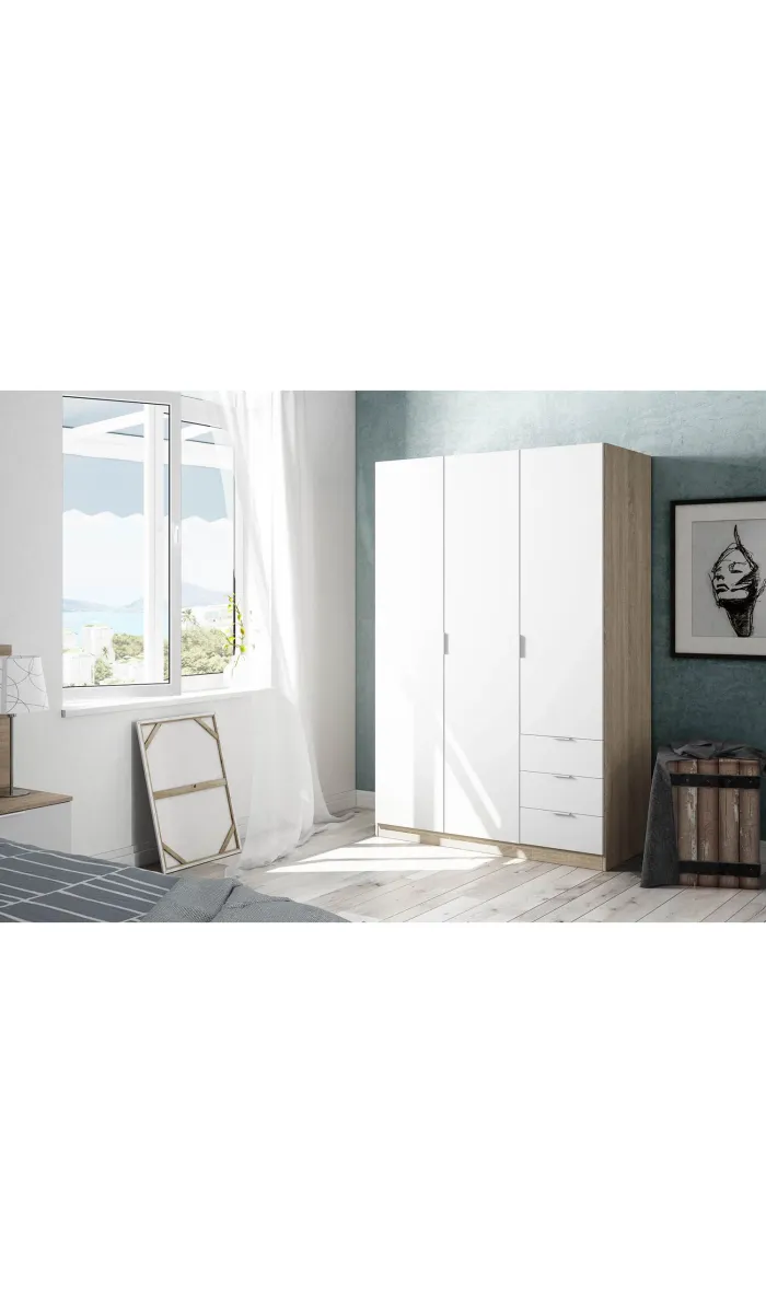 Guarda-roupa 2 portas dobráveis com 2 gavetas, elegante e prático