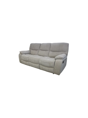 Sofá tres plazas reclinable Huracán cómodo y elegante tapizado beige.