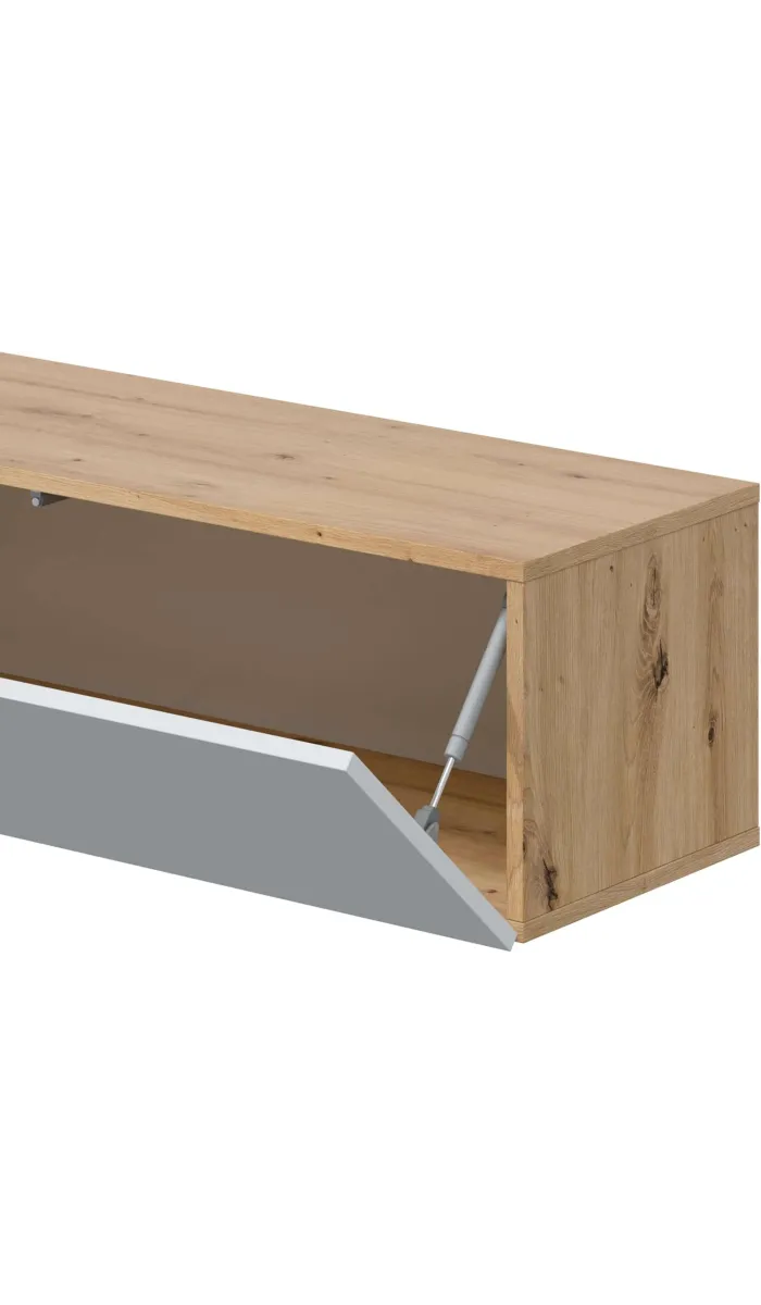 Mobiliário moderno e funcional da TV de Marisa no carvalho canadense