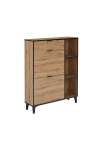 Mueble Zapatero con 2 trampones, 1 cajón y estantes en roble albar. 90cm(ancho) 110.8cm(altura) 24.5cm(fondo)