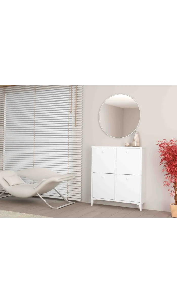 Sapateira quatro trampões prática e espaçosa em branco