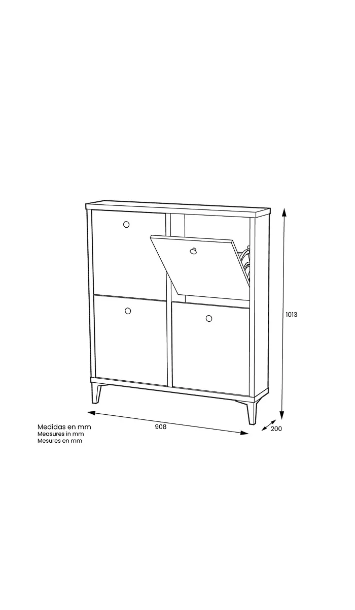 Sapateira quatro trampões prática e espaçosa em branco