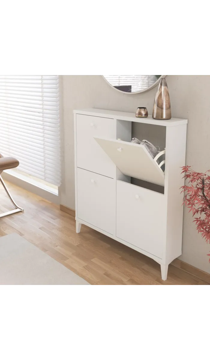 Sapateira quatro trampões prática e espaçosa em branco