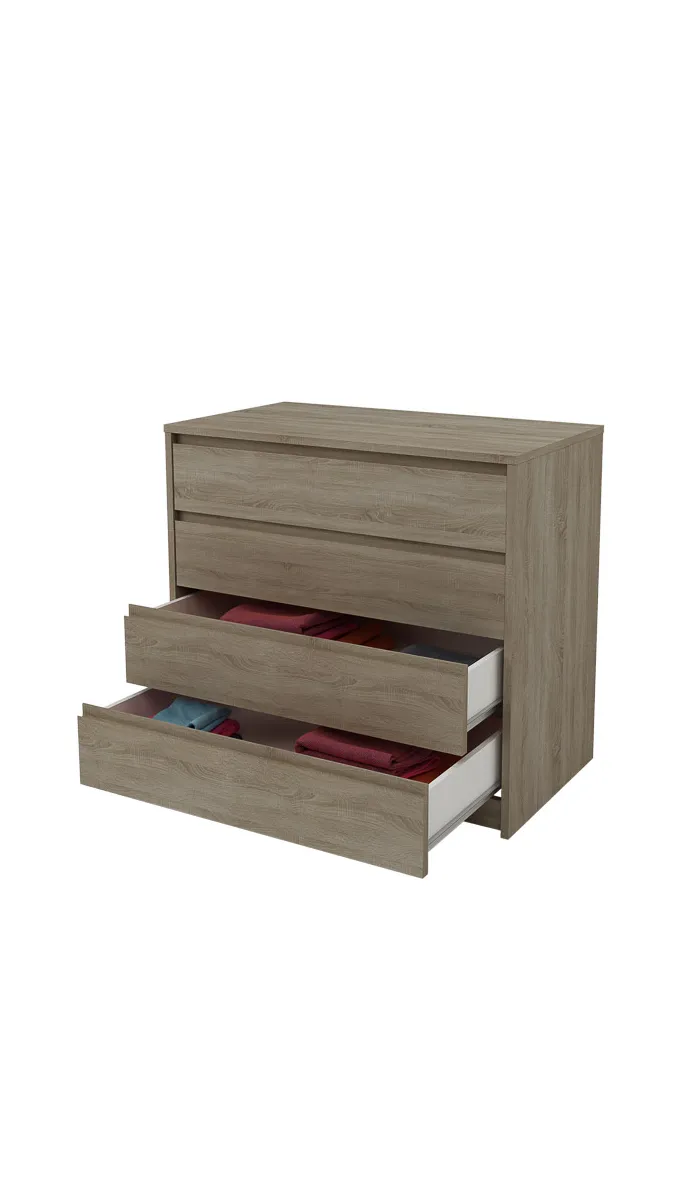 Cajonera 4 cajones Toledo, estilo moderno y acabado en roble