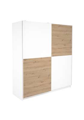 Armario 2 puertas correderas blanco poro/roble albar, elegante y funcional