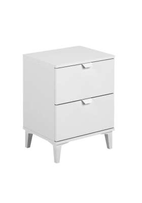 Mesinha de noite 2 gavetas prática e moderna em acabamento branco
