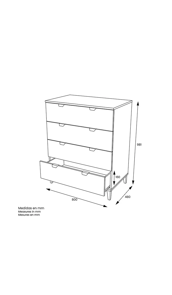 Conforto: 4 gavetas práticas e modernas em acabamento elegante