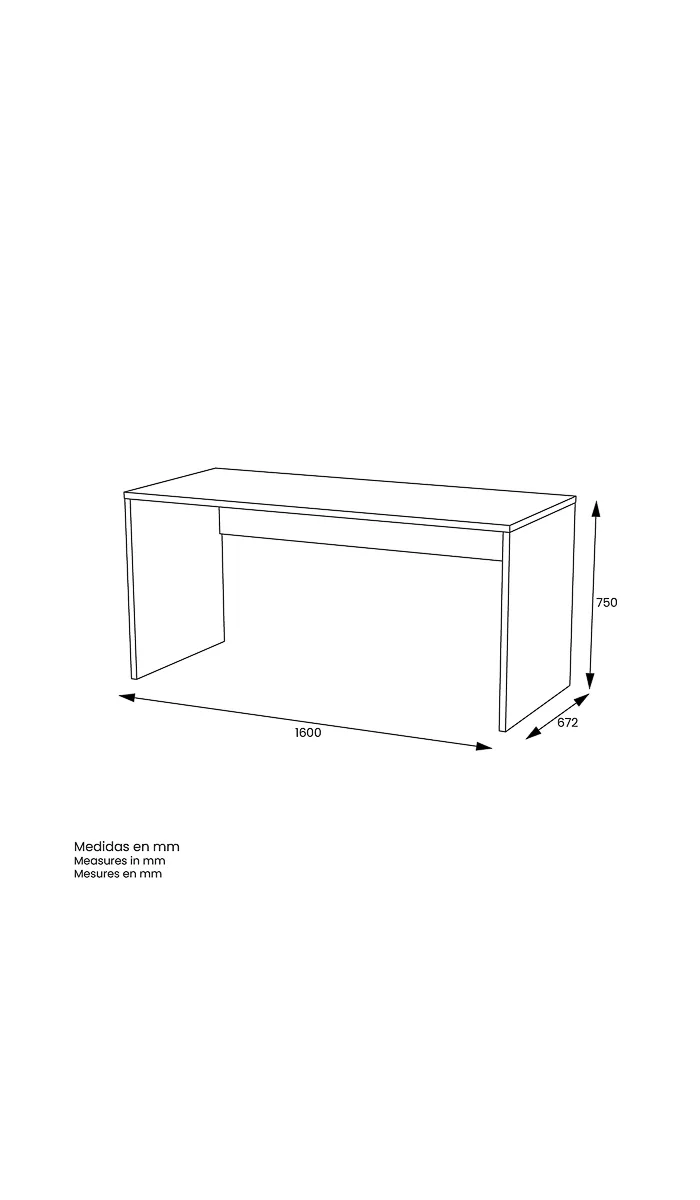 Mesa de despacho moderna y elegante en acabado blanco soft.