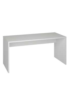 Mesa de despacho moderna y elegante en acabado blanco soft.