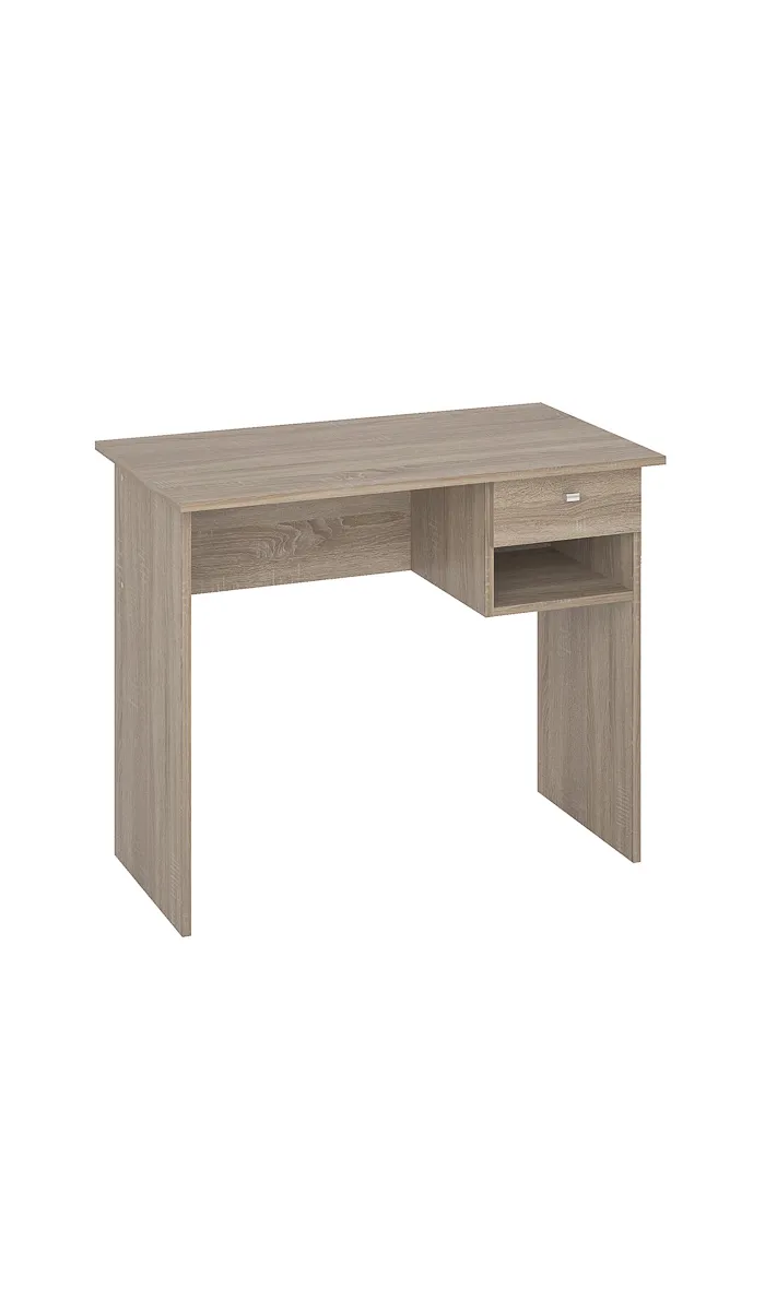 Escritorio Marte con cajón, estilo moderno en roble cortez.